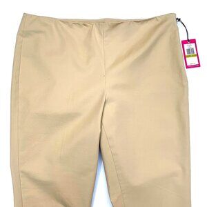 Women’s Vince Camuto Straight Leg Strech Tan Cropped Pants Side Zip Size 14  NWT